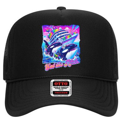 Eat The Rich Whale 90s Orca Funny Whale Animal Yacht Retro Hat