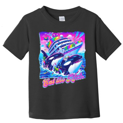 Eat The Rich Whale 90s Orca Funny Whale Animal Yacht Retro Toddler T-Shirt