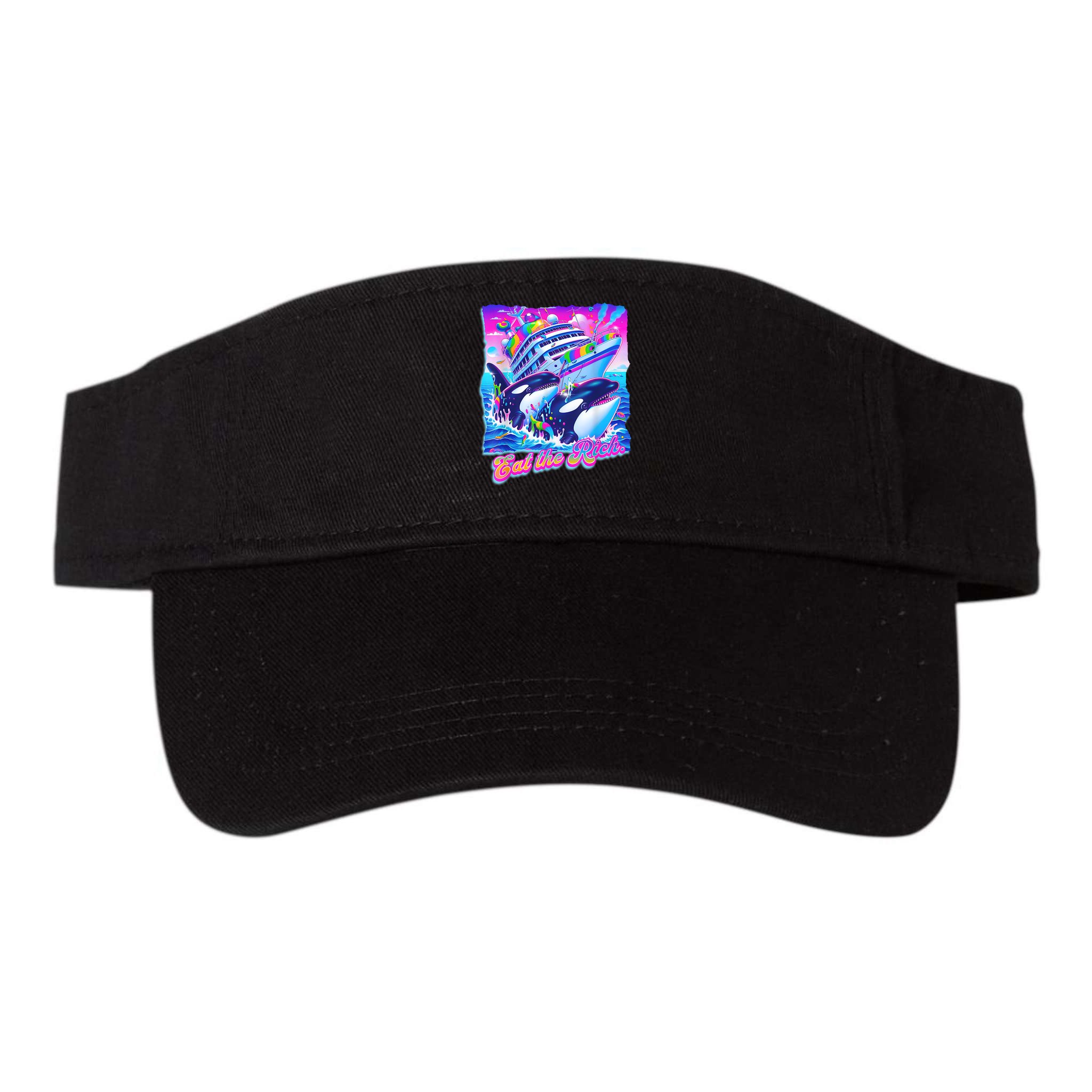 Eat The Rich Whale 90s Orca Funny Whale Animal Yacht Retro Visor