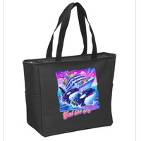 Eat The Rich Whale 90s Orca Funny Whale Animal Yacht Retro Zip Tote Bag