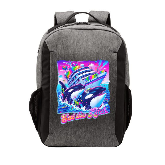 Eat The Rich Whale 90s Orca Funny Whale Animal Yacht Retro Vector Backpack