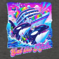 Eat The Rich Whale 90s Orca Funny Whale Animal Yacht Retro Vector Backpack