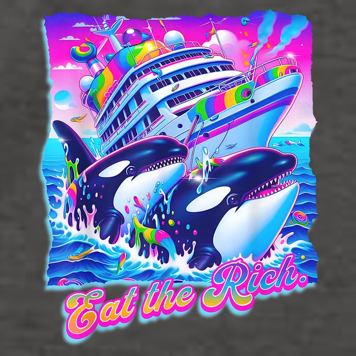 Eat The Rich Whale 90s Orca Funny Whale Animal Yacht Retro Vector Backpack