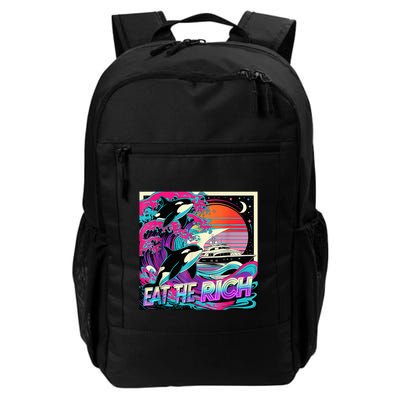 Eat The Rich Vintage Retro Sunset And Waving Style Ocean Backpack