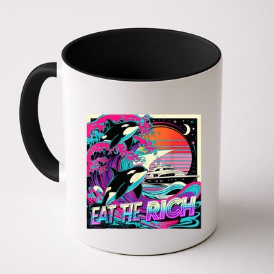 Eat The Rich Vintage Retro Sunset And Waving Style Ocean Mug