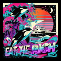 Eat The Rich Vintage Retro Sunset And Waving Style Ocean Mug