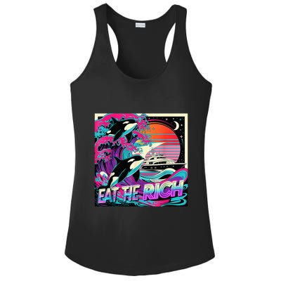 Eat The Rich Vintage Retro Sunset And Waving Style Ocean Ladies PosiCharge Competitor Racerback Tank