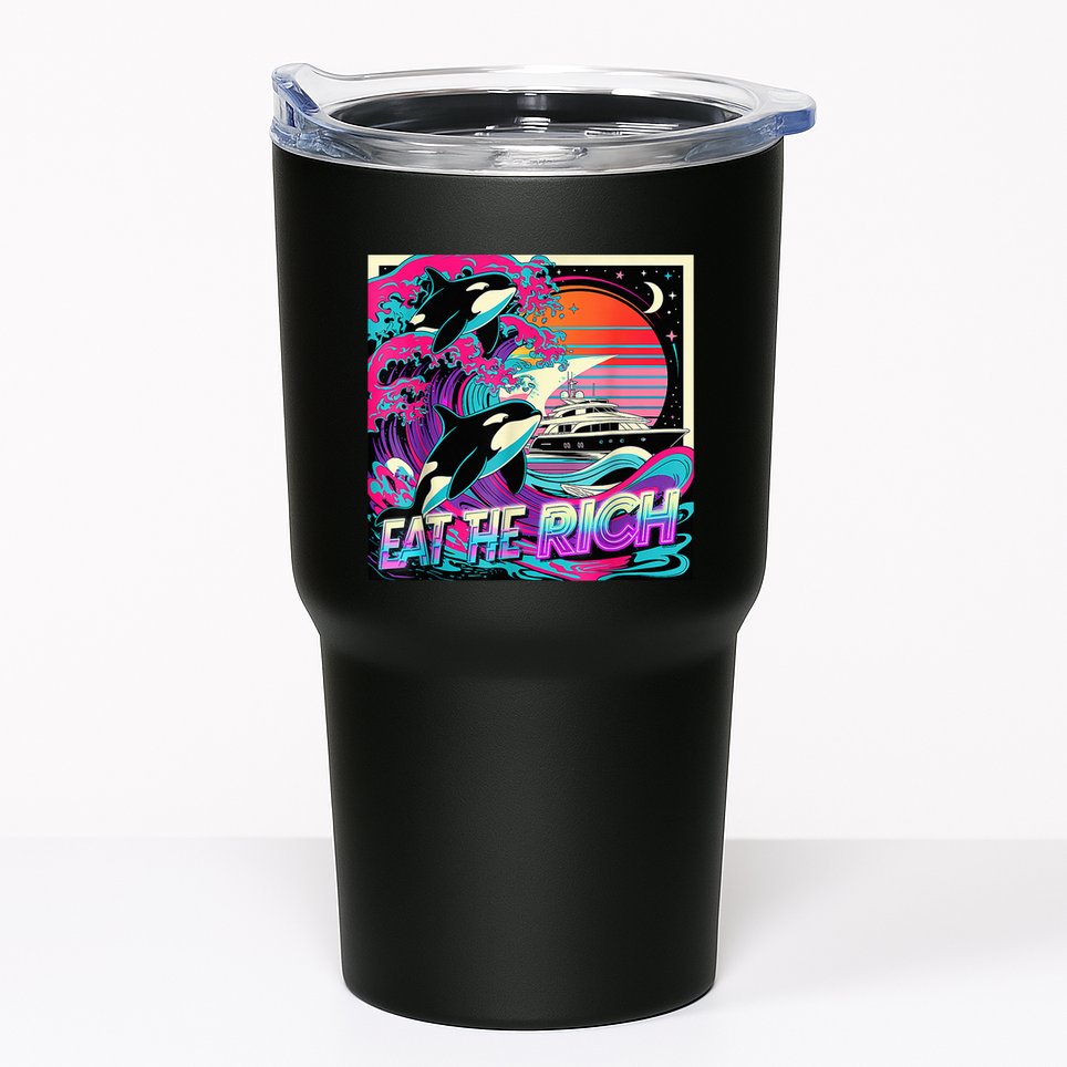 Eat The Rich Vintage Retro Sunset And Waving Style Ocean Tumbler