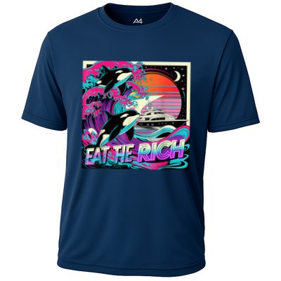 Eat The Rich Vintage Retro Sunset And Waving Style Ocean Performance Shirt