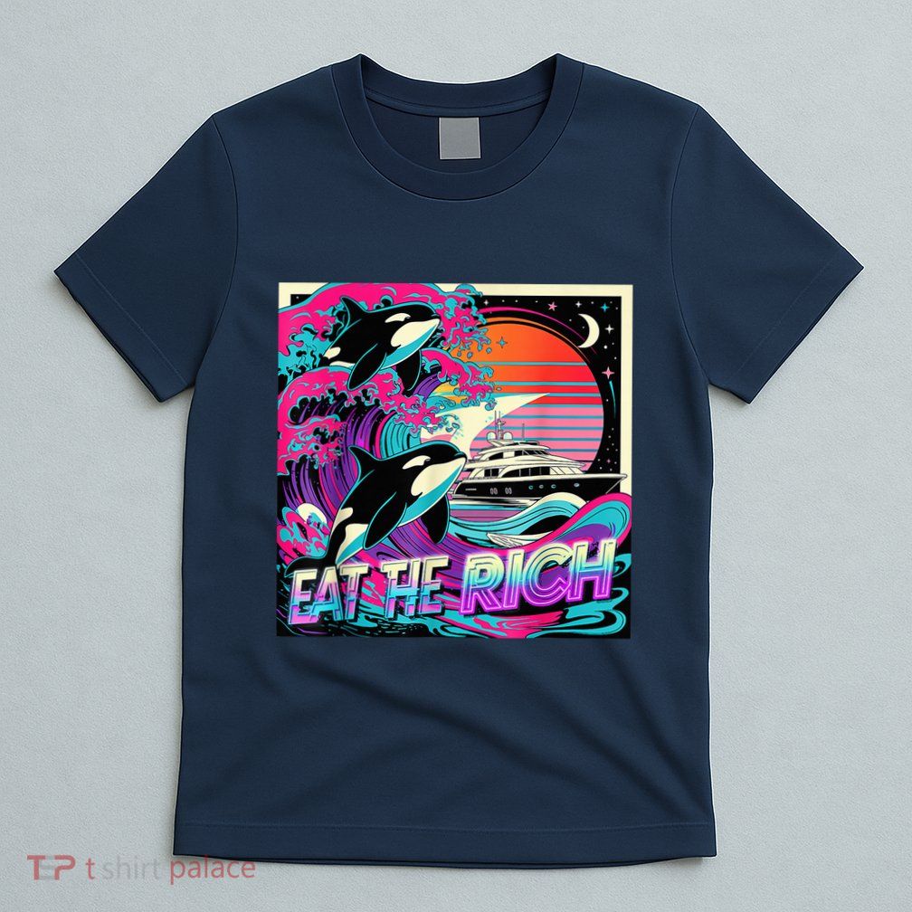 Eat The Rich Vintage Retro Sunset And Waving Style Ocean T-Shirt