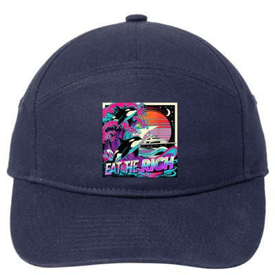 Eat The Rich Vintage Retro Sunset And Waving Style Ocean 7-Panel Snapback Hat