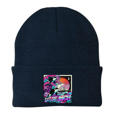 Eat The Rich Vintage Retro Sunset And Waving Style Ocean Beanie