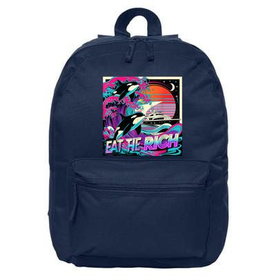 Eat The Rich Vintage Retro Sunset And Waving Style Ocean 16 in Basic Backpack