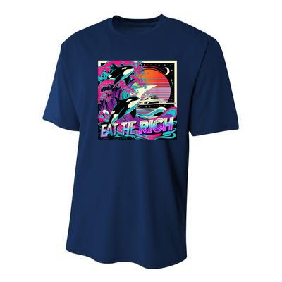 Eat The Rich Vintage Retro Sunset And Waving Style Ocean Youth Performance Sprint T-Shirt