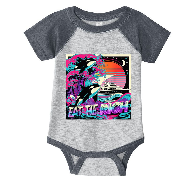 Eat The Rich Vintage Retro Sunset And Waving Style Ocean Infant Baby Jersey Bodysuit