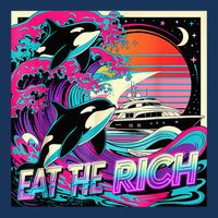 Eat The Rich Vintage Retro Sunset And Waving Style Ocean Womens T-Shirt