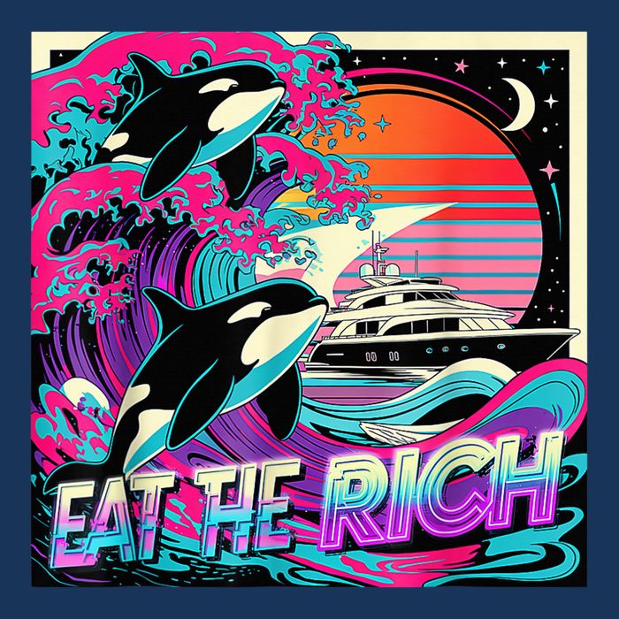 Eat The Rich Vintage Retro Sunset And Waving Style Ocean Womens T-Shirt