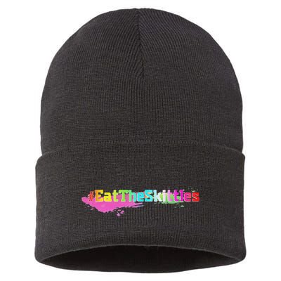 Eat The Skittles Funny Political Sustainable Knit Beanie