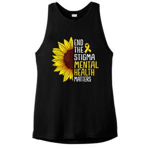 End The Stigma Mental Health Matters Mental Awareness Ladies PosiCharge Tri-Blend Wicking Tank