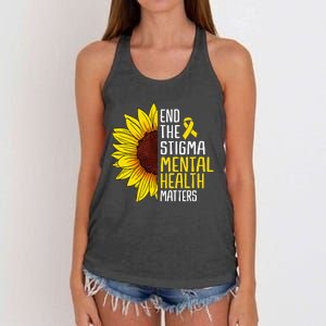 End The Stigma Mental Health Matters Mental Awareness Women's Knotted Racerback Tank