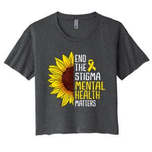 End The Stigma Mental Health Matters Mental Awareness Women's Crop Top Tee