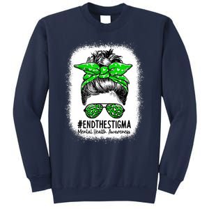 End The Stigma Messy Bun Women Mental Health Awareness Sweatshirt