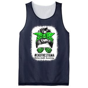 End The Stigma Messy Bun Women Mental Health Awareness Mesh Reversible Basketball Jersey Tank