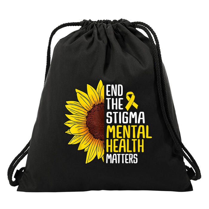 End The Stigma Mental Health Matters Mental Awareness Drawstring Bag