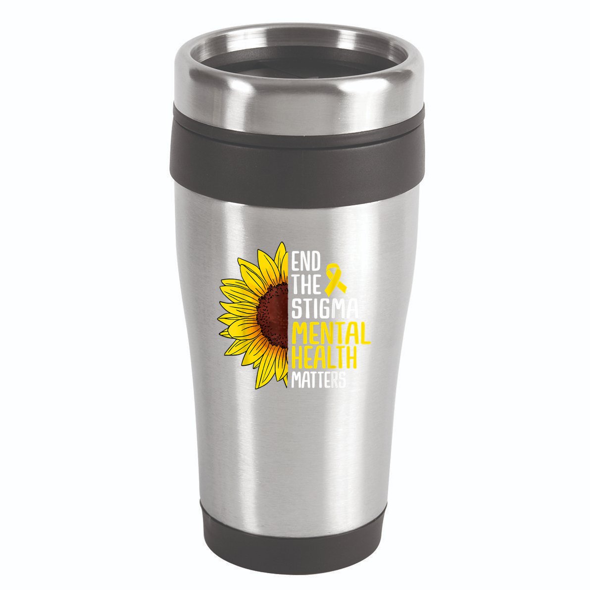 End The Stigma Mental Health Matters Mental Awareness 16oz Travel Tumbler