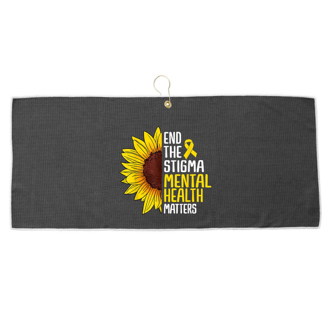 End The Stigma Mental Health Matters Mental Awareness Large Microfiber Waffle Golf Towel