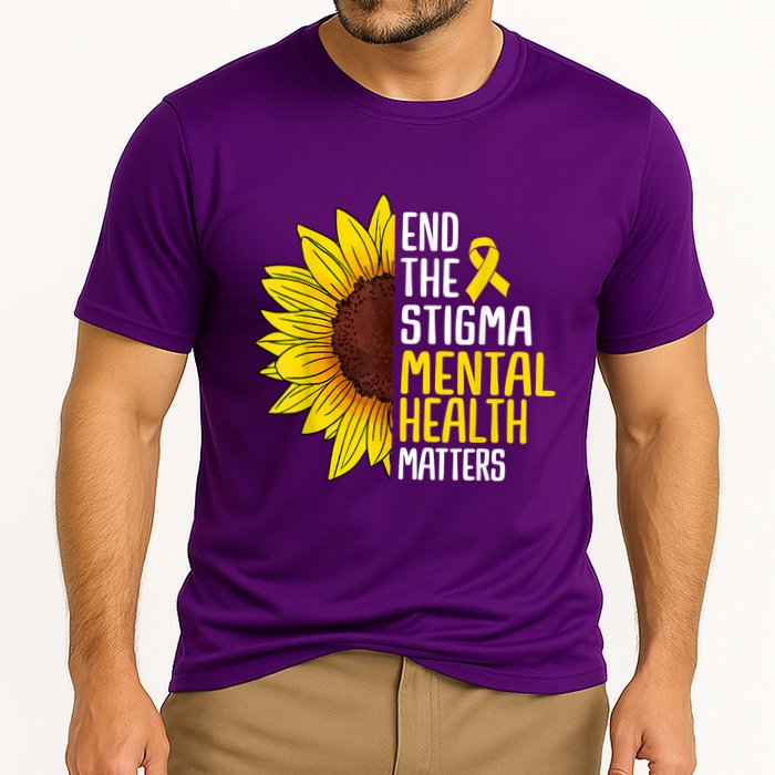End The Stigma Mental Health Matters Mental Awareness Cooling Performance Crew T-Shirt