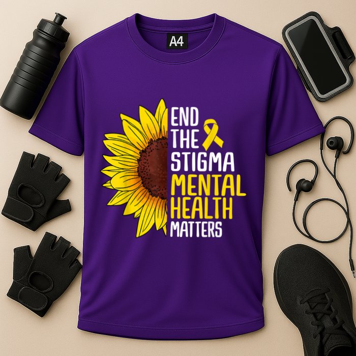 End The Stigma Mental Health Matters Mental Awareness Cooling Performance Crew T-Shirt