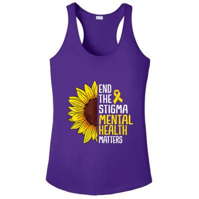 End The Stigma Mental Health Matters Mental Awareness Ladies PosiCharge Competitor Racerback Tank