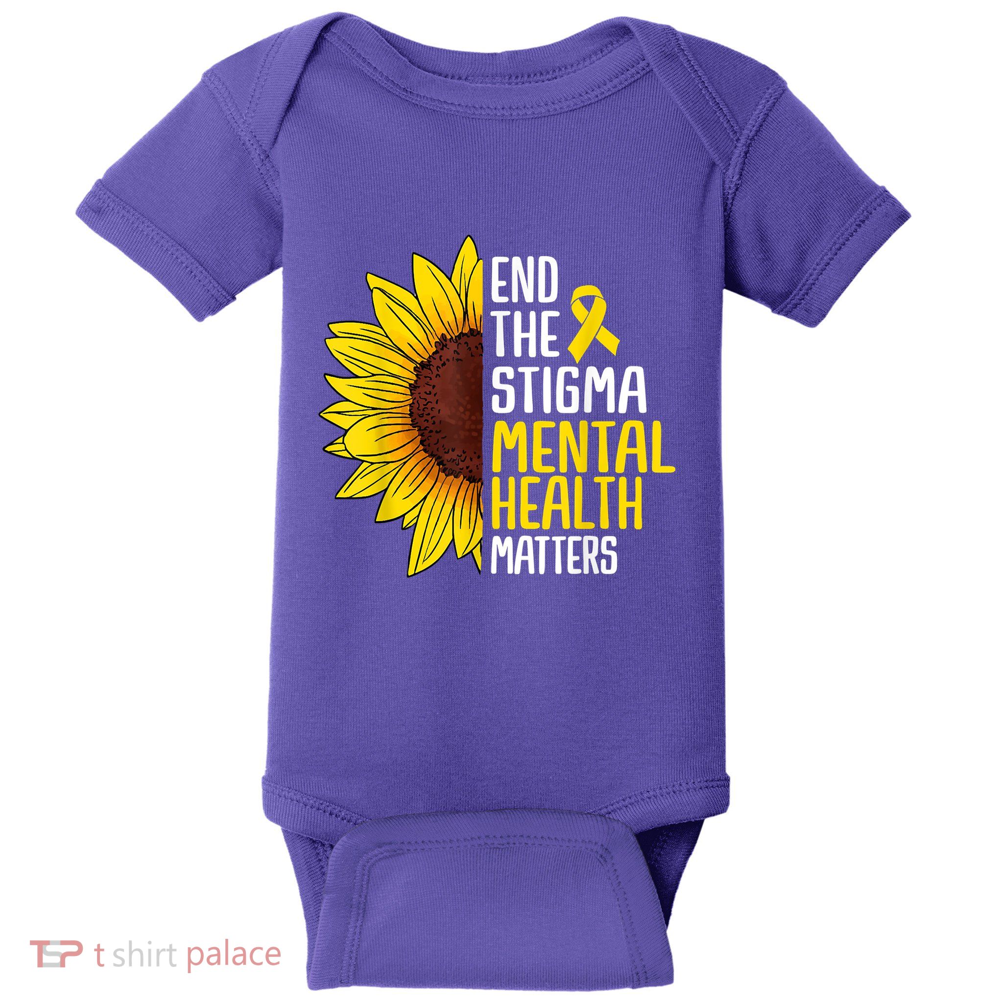 End The Stigma Mental Health Matters Mental Awareness Baby Bodysuit