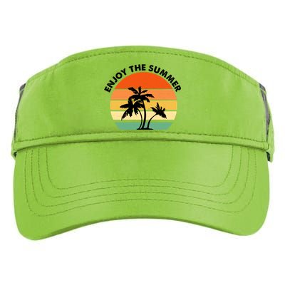 Enjoy The Summer Retro Sunset Palm Tree Adult Drive Performance Visor