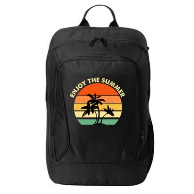 Enjoy The Summer Retro Sunset Palm Tree City Backpack