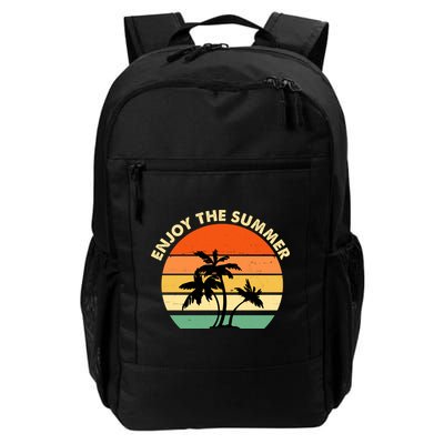 Enjoy The Summer Retro Sunset Palm Tree Daily Commute Backpack