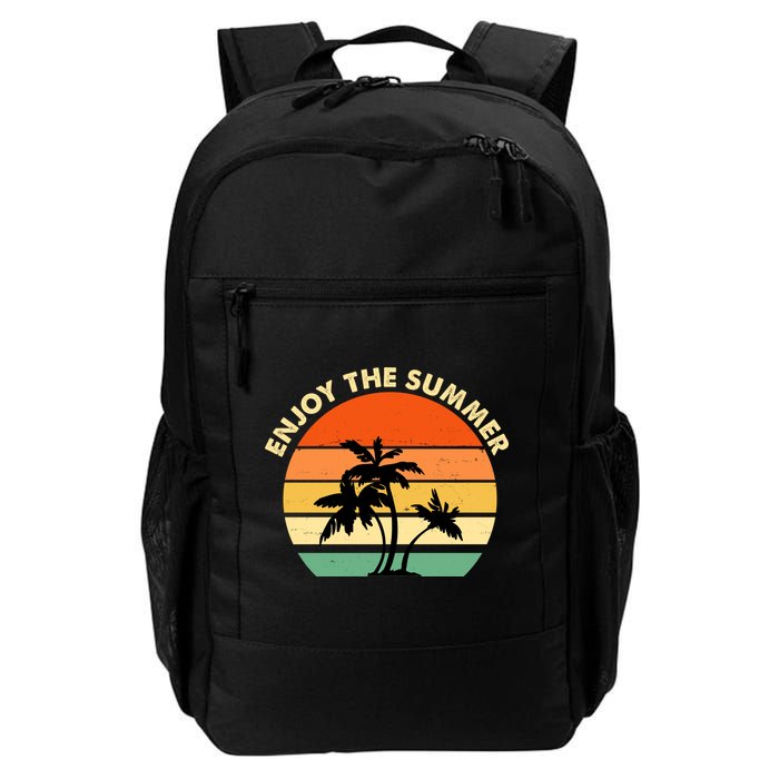 Enjoy The Summer Retro Sunset Palm Tree Backpack