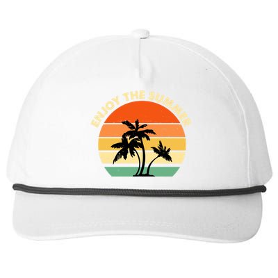 Enjoy The Summer Retro Sunset Palm Tree Snapback Five-Panel Rope Hat