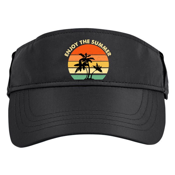 Enjoy The Summer Retro Sunset Palm Tree Adult Drive Performance Visor