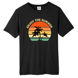 Enjoy The Summer Retro Sunset Palm Tree Tall Fusion ChromaSoft Performance T-Shirt