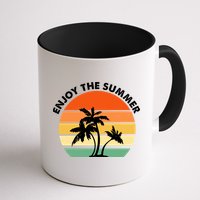 Enjoy The Summer Retro Sunset Palm Tree Mug