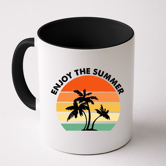 Enjoy The Summer Retro Sunset Palm Tree Mug