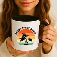 Enjoy The Summer Retro Sunset Palm Tree Mug
