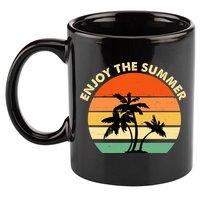 Enjoy The Summer Retro Sunset Palm Tree 11oz C Handle Ceramic Mug