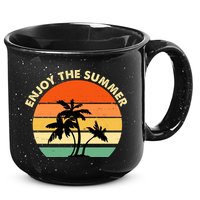 Enjoy The Summer Retro Sunset Palm Tree 15oz Campfire Ceramic Mug