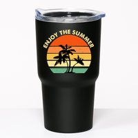 Enjoy The Summer Retro Sunset Palm Tree Tumbler