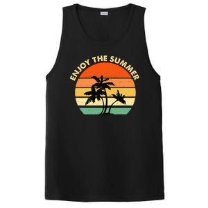 Enjoy The Summer Retro Sunset Palm Tree PosiCharge Competitor Tank