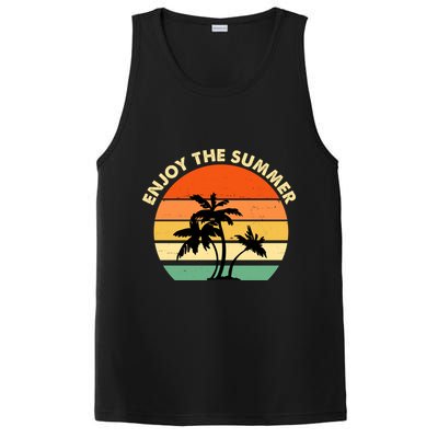 Enjoy The Summer Retro Sunset Palm Tree PosiCharge Competitor Tank
