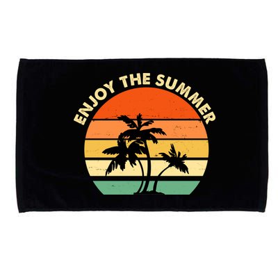 Enjoy The Summer Retro Sunset Palm Tree Microfiber Hand Towel
